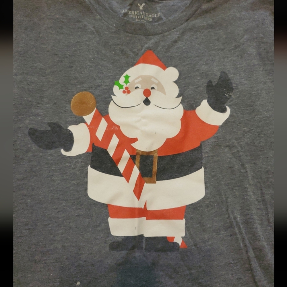 Young adult Tshirt, sz Medium 💚❤️ funny Santa with his North Pole